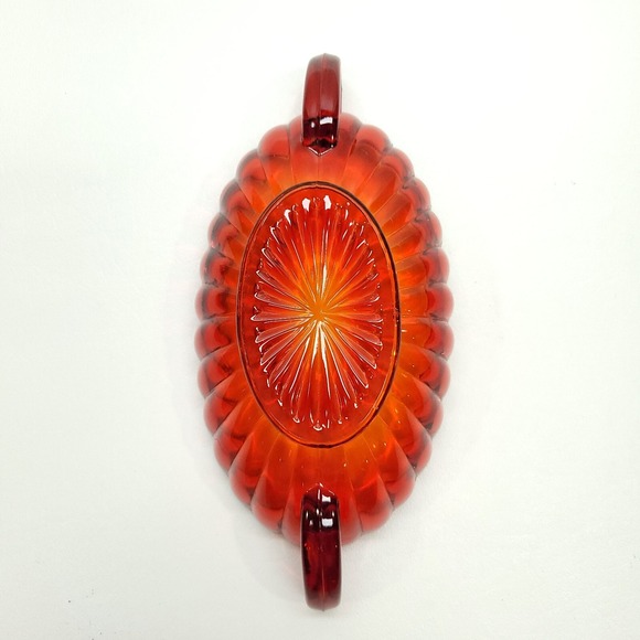 Imperial Glass Amberina Pillar Flute Pickle Dish Handles Oval 1940's 8 inch VTG - Picture 4 of 7
